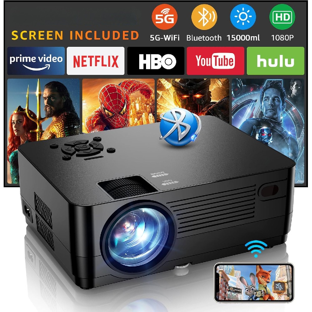 Home Cinema Tv Screen - 5G WiFi Bluetooth ネイティブ1080Pスクリーン フルHD 18000LM