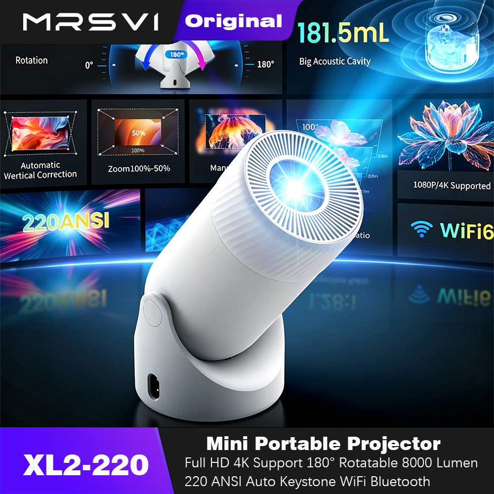 Home Cinema Tv Screen - MRSVIポータブルプロジェクター、4KホームシネマAndroid TVプレーヤー屋外プロジェクター、スクリーンミラーリング対応、ビデオファイルフルオートキャリブレーション