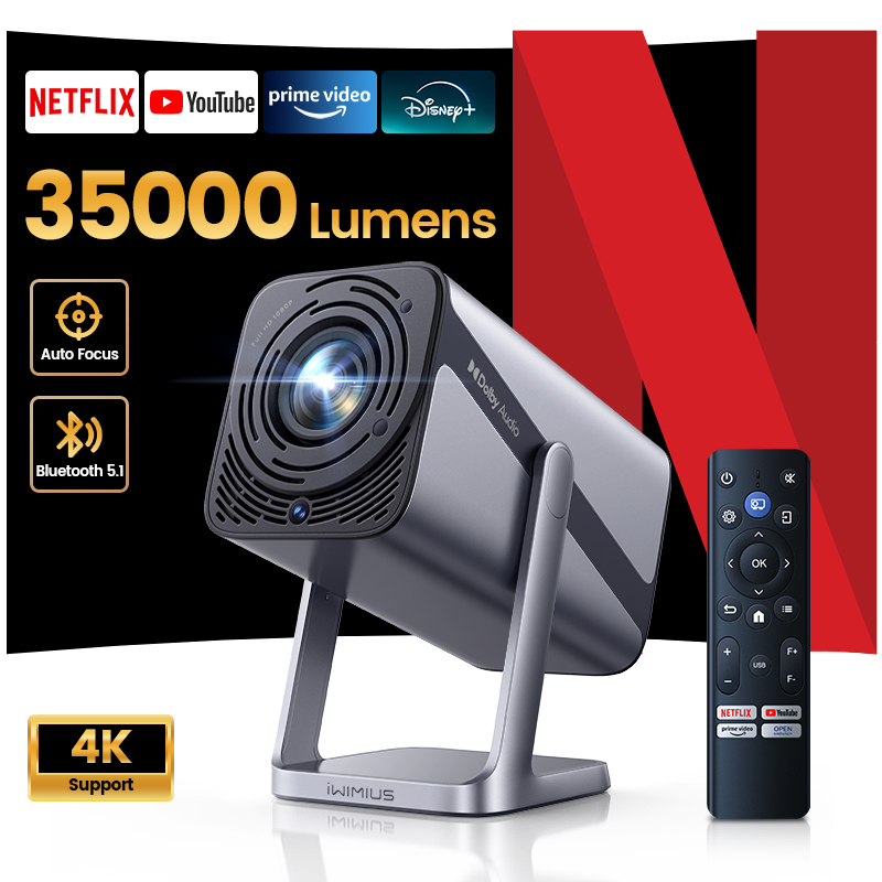 Netflix Home Cinema - WIMIUS プロジェクター 4K Netflixライセンス取得済み WIFI 6