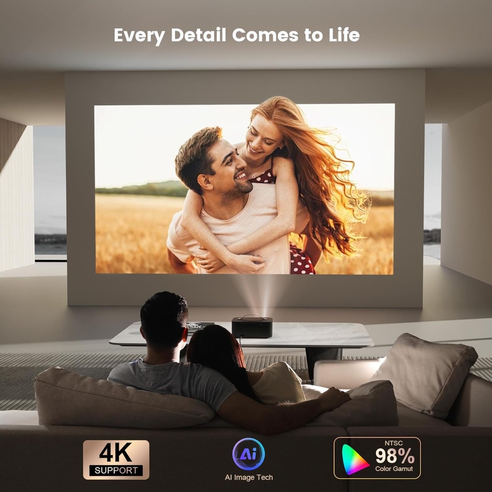 Netflix Home Cinema - 4Kスマートプロジェクター WiFi Bluetooth 50W ドルビーオーディオ内蔵 Netflix