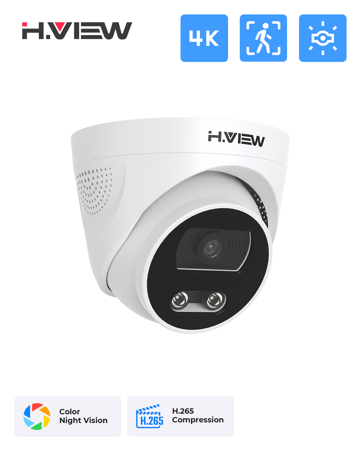 H.View 8mp Poe-IPカメラ,顔検出,4k cc - Home Cinema Outdoor のレビューと価格