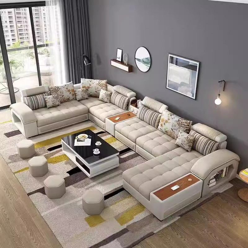 リンラムリム U字型セクショナルファブリックソファセット - - Home Cinema Sofa のレビューと価格