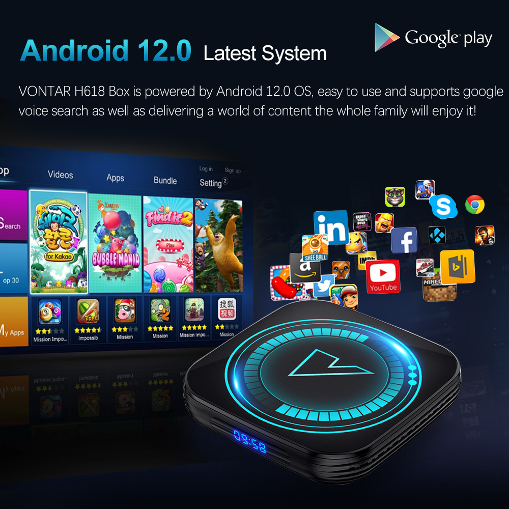 Vontar h618スマートテレビボックスアンドロイド12 - Home Cinema Google のレビューと価格