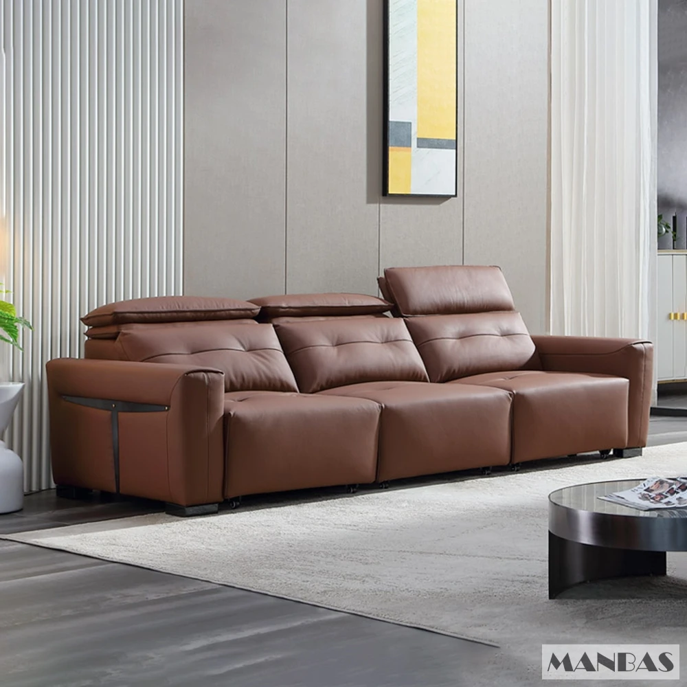 本革電動コンバーチブルソファベッド、調節可能なヘッドレスト付 - Home Cinema Sofa のレビューと価格