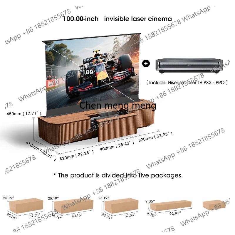 全木製自動昇降スクリーン一体型レーザーTVキャビネット 10 - Home Cinema Tv Screen のレビューと価格