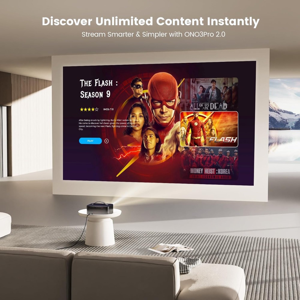 4Kスマートプロジェクター WiFi Bluetooth 5 - Netflix Home Cinema のレビューと価格