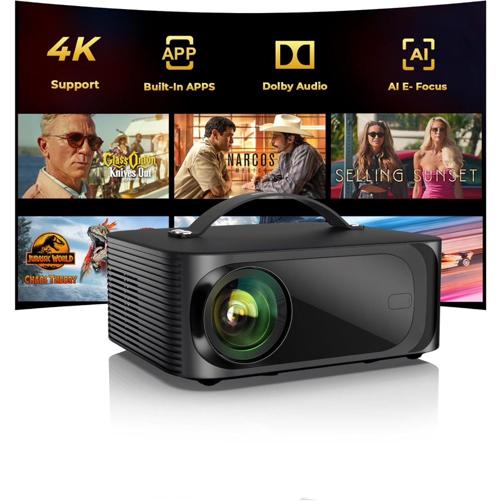 4Kスマートプロジェクター WiFi Bluetooth 5 - Netflix Home Cinema のレビューと価格